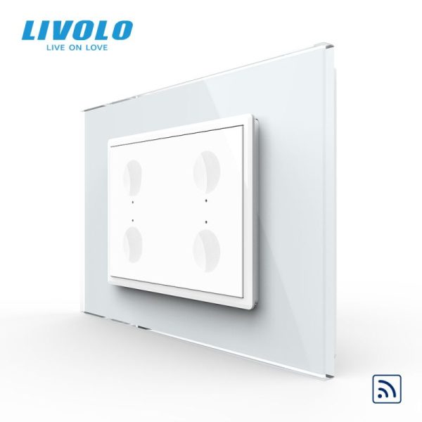 Intrerupator cvadruplu tactil, control telecomanda RF, standard italian, cu rama sticla, 3M