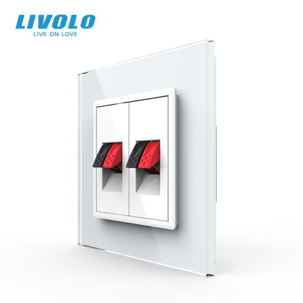 Priza dubla cabluri audio, 2x1M, cu rama sticla